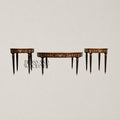 Brass-Trimmed Brown Marquetry Coffee & Corner Table Set