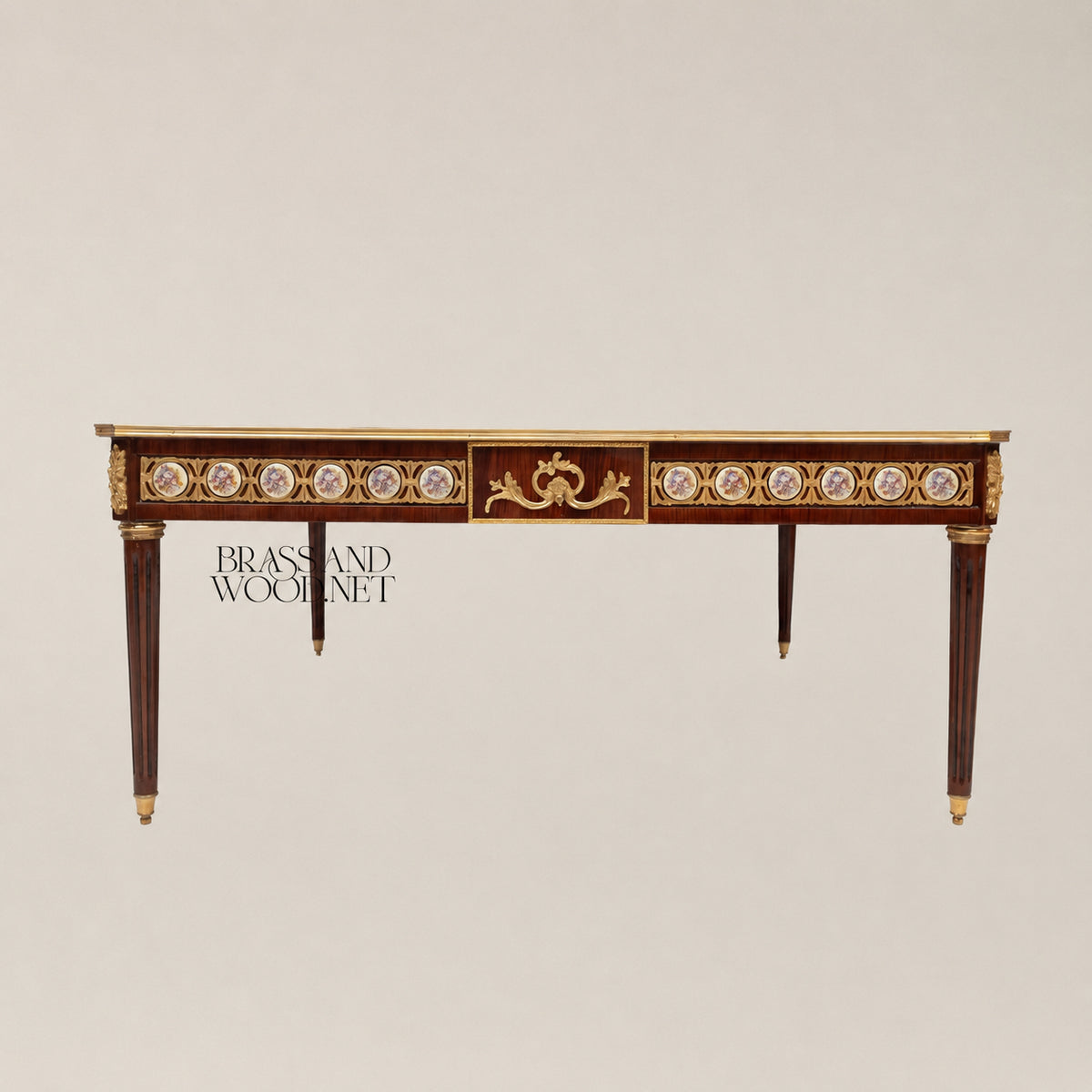 Louis XVI Sunburst Marquetry & Sèvres Medallion Table Set