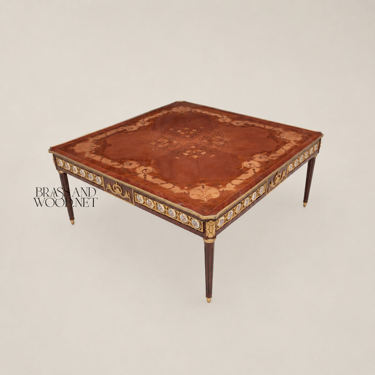 Louis XVI Sunburst Marquetry & Sèvres Medallion Table Set