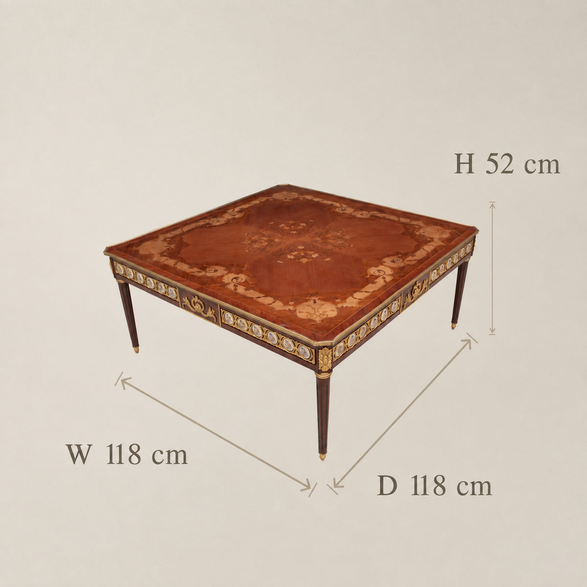 Louis XVI Sunburst Marquetry & Sèvres Medallion Table Set