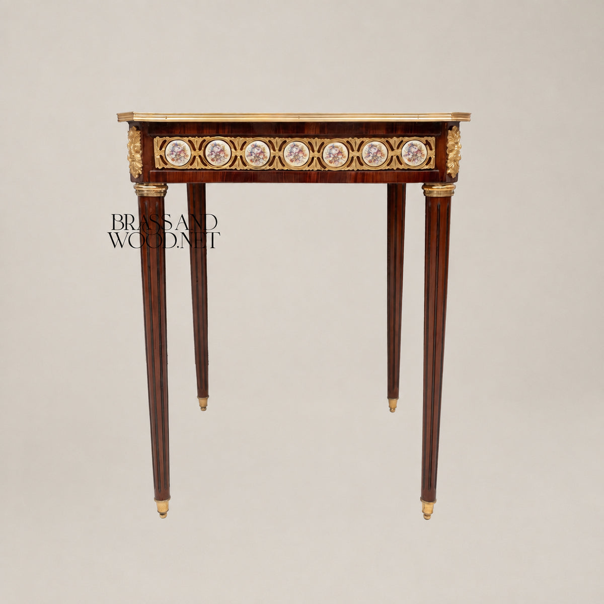 Louis XVI Sunburst Marquetry & Sèvres Medallion Table Set