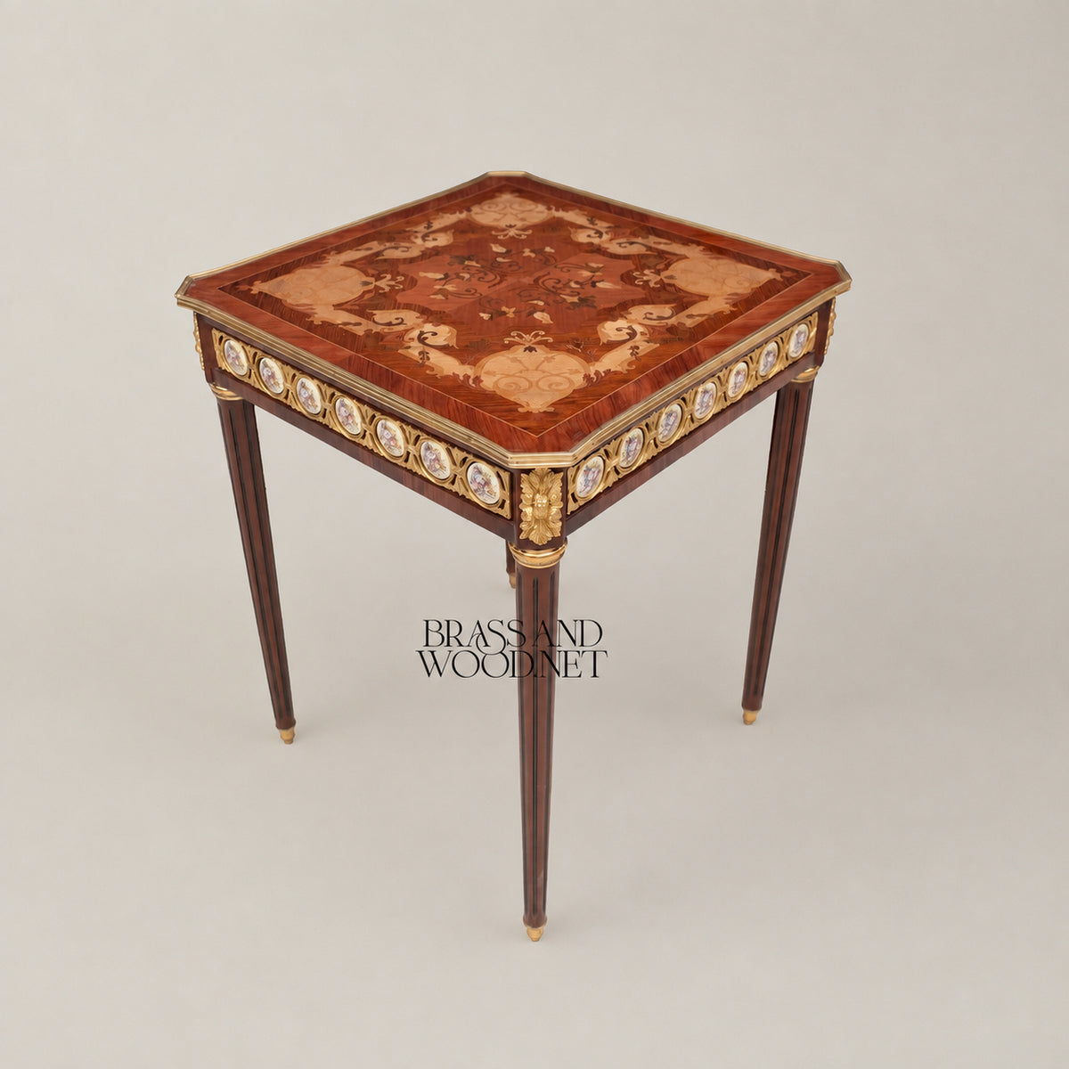Louis XVI Sunburst Marquetry & Sèvres Medallion Table Set