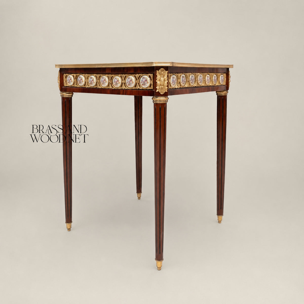 Louis XVI Sunburst Marquetry & Sèvres Medallion Table Set