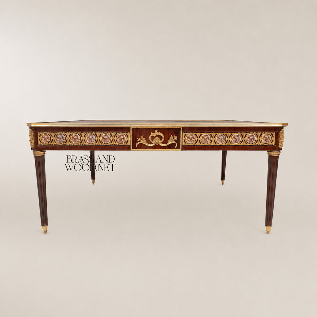 Louis XV Shell Inlay Coffee & Corner Table Set with Gold Leaf Carvings