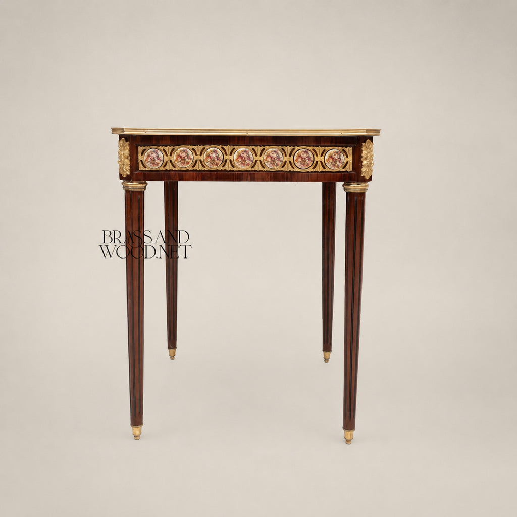 Louis XV Shell Inlay Coffee & Corner Table Set with Gold Leaf Carvings