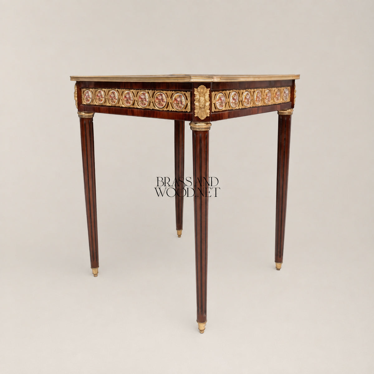 Louis XV Shell Inlay Coffee & Corner Table Set with Gold Leaf Carvings