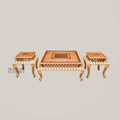 Louis XV Rococo Gold Leaf & Marquetry Table Set