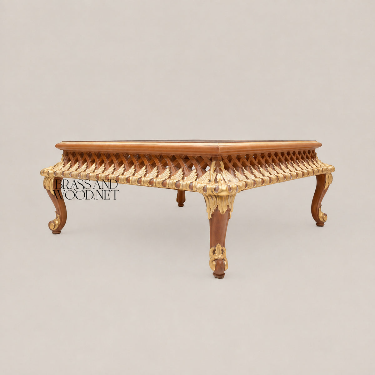 Louis XV Rococo Gold Leaf & Marquetry Table Set