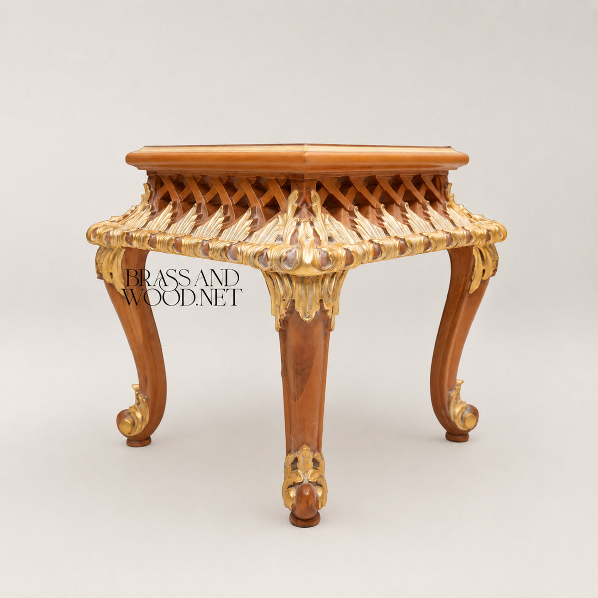 Louis XV Rococo Gold Leaf & Marquetry Table Set