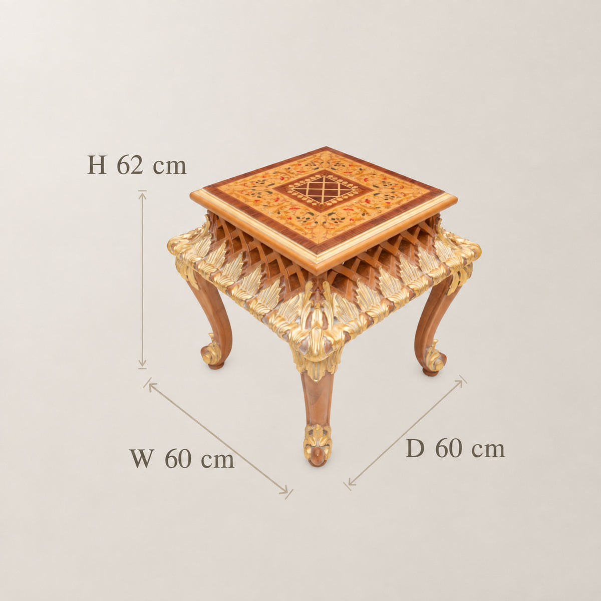 Louis XV Rococo Gold Leaf & Marquetry Table Set