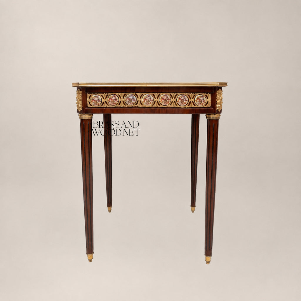 Louis XVI Sunburst Marquetry & Brass Gallery Table Set