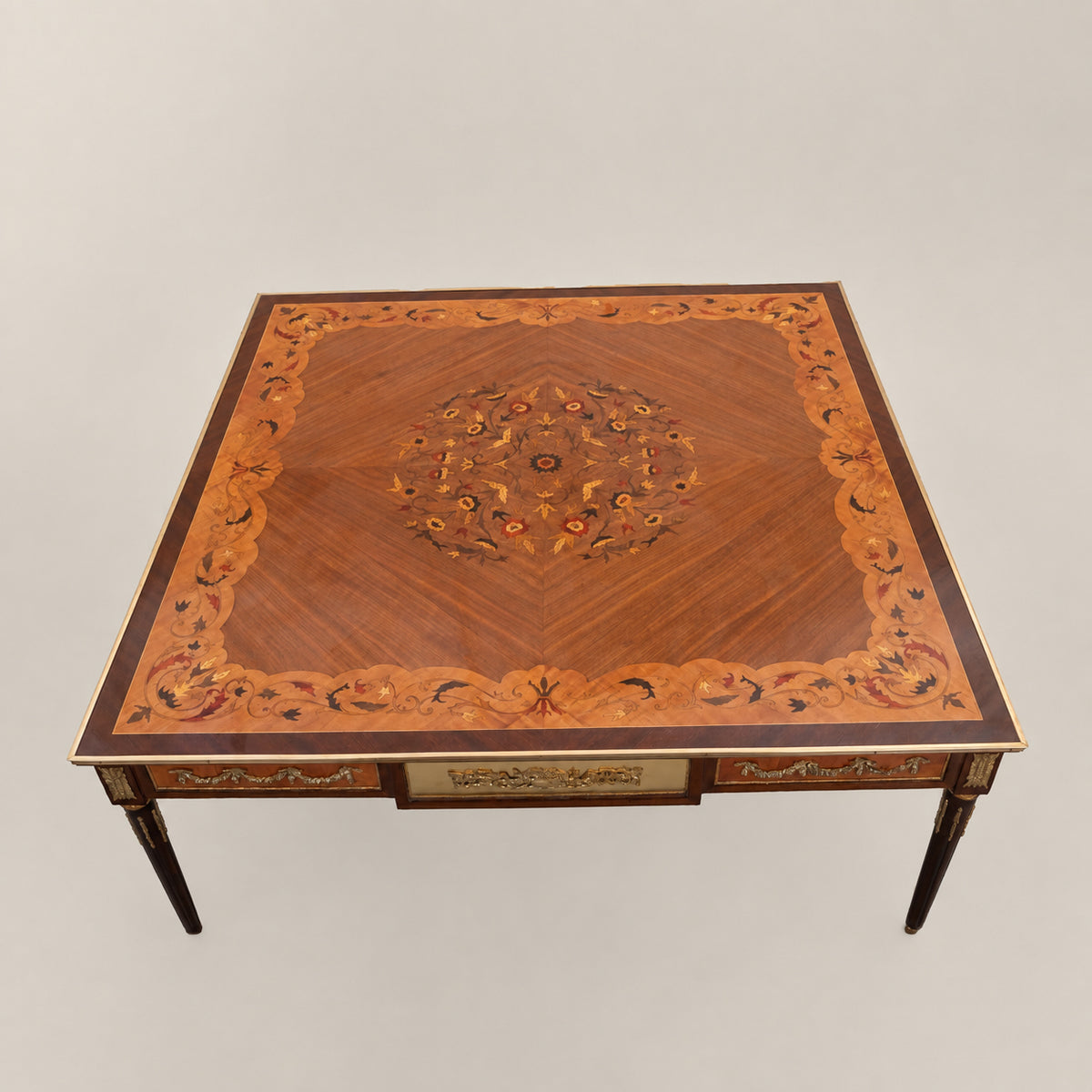 Louis XVI Marquetry Medallion Tea & Corner Table Set