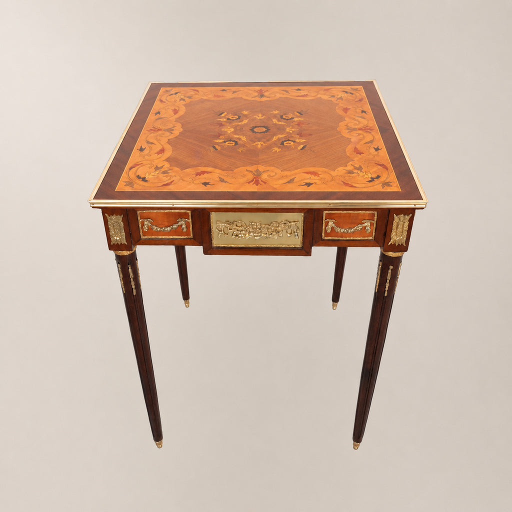 Louis XVI Marquetry Medallion Tea & Corner Table Set