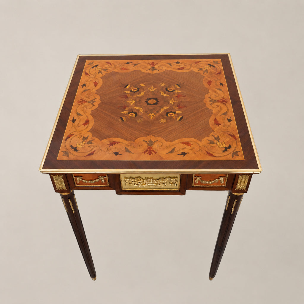 Louis XVI Marquetry Medallion Tea & Corner Table Set