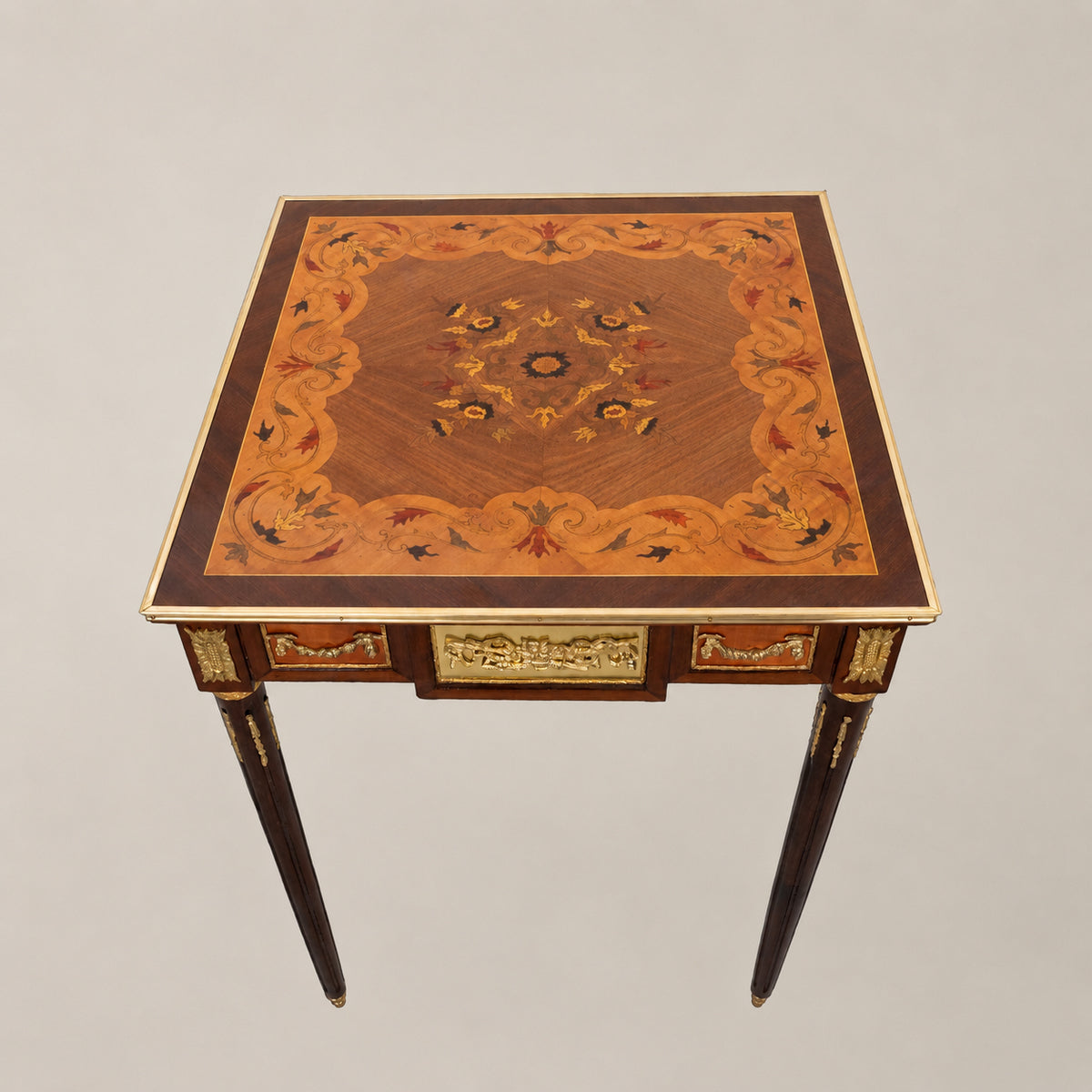 Louis XVI Marquetry Medallion Tea & Corner Table Set