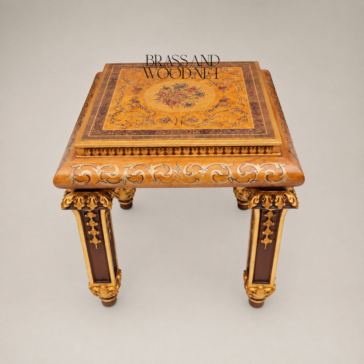 Empire Floral Marquetry Coffee & Corner Table Set