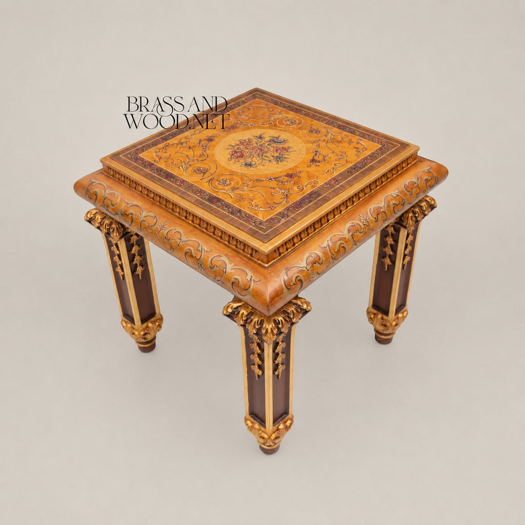 Empire Floral Marquetry Coffee & Corner Table Set