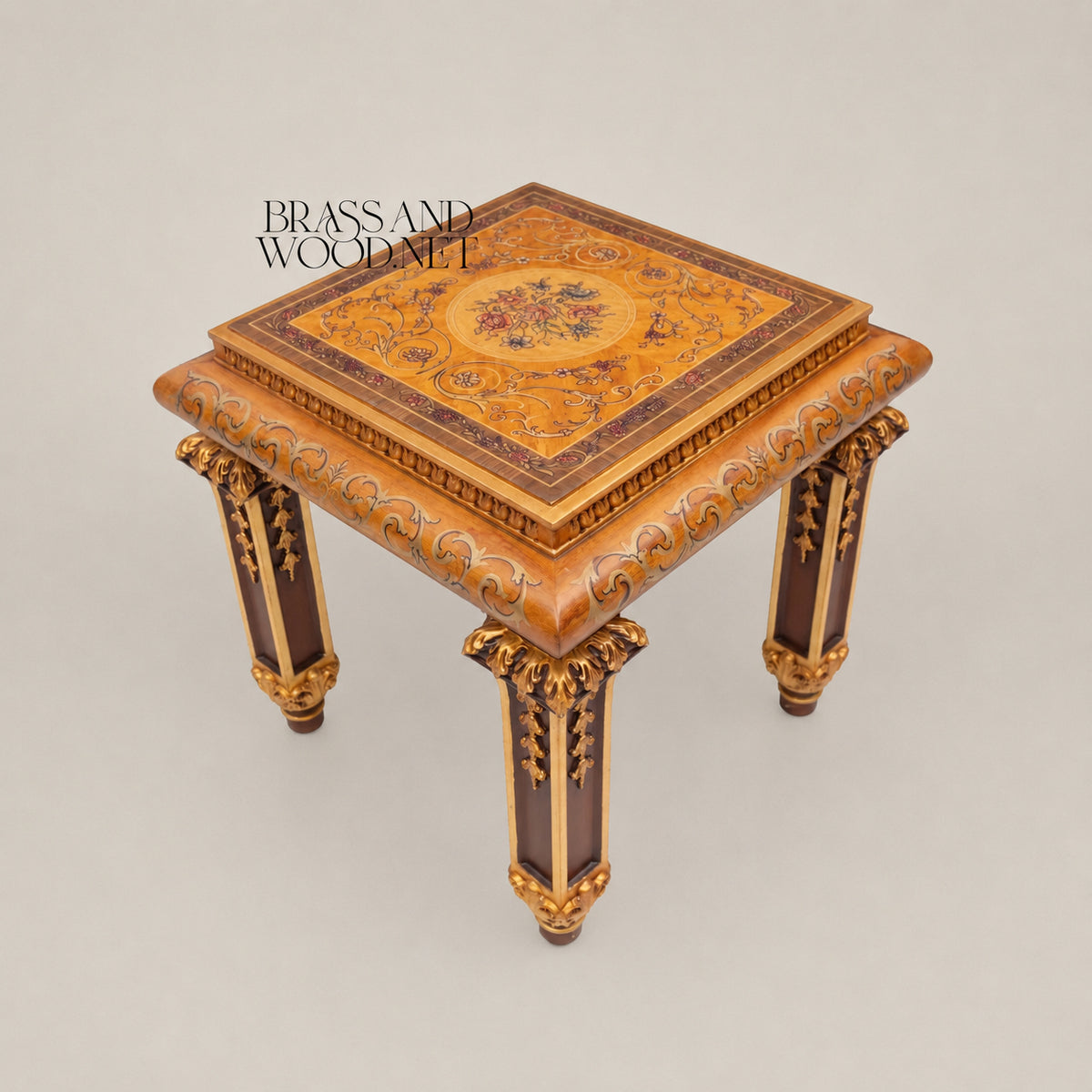 Empire Floral Marquetry Coffee & Corner Table Set