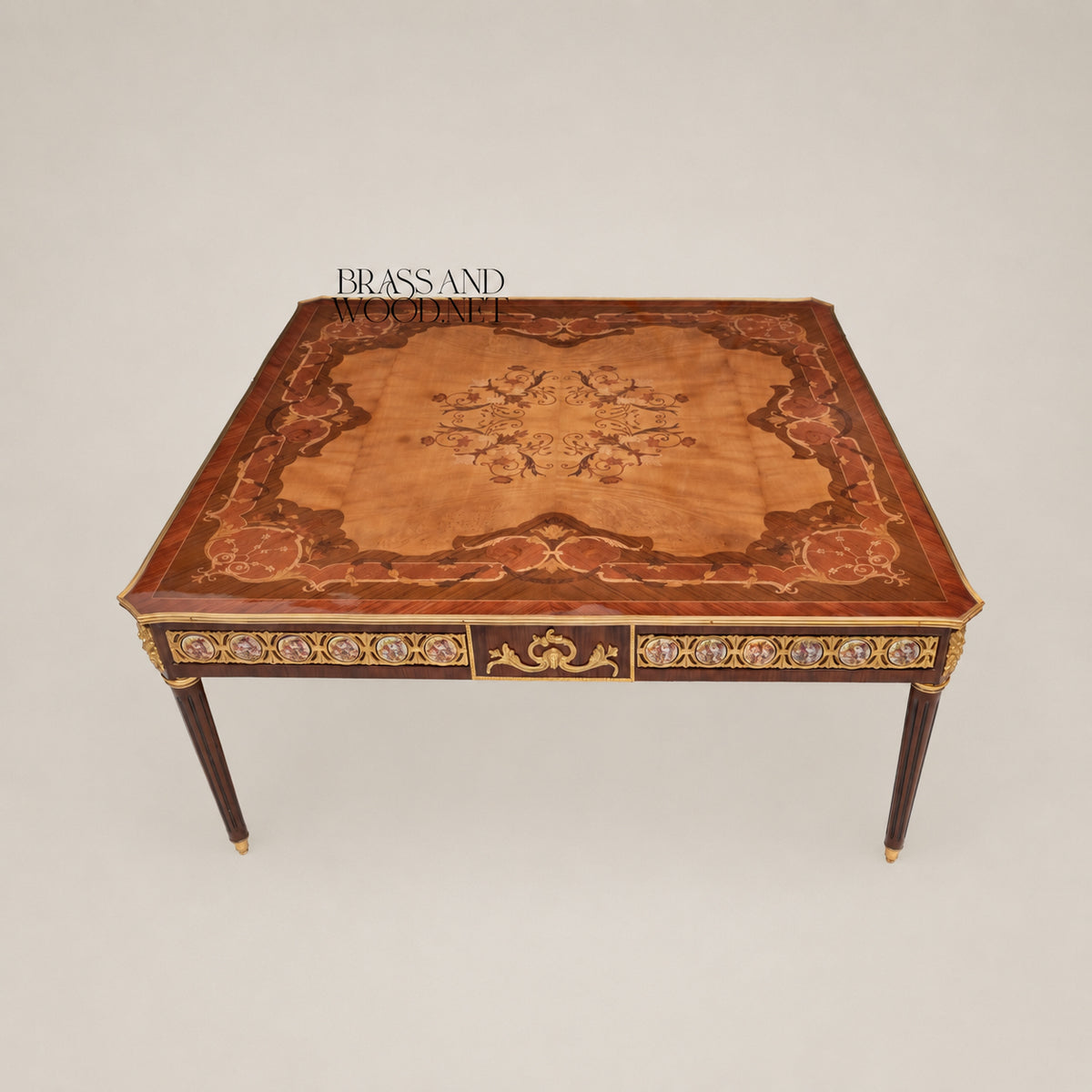 Louis XVI Ormolu & Painted Porcelain Table Set of 3