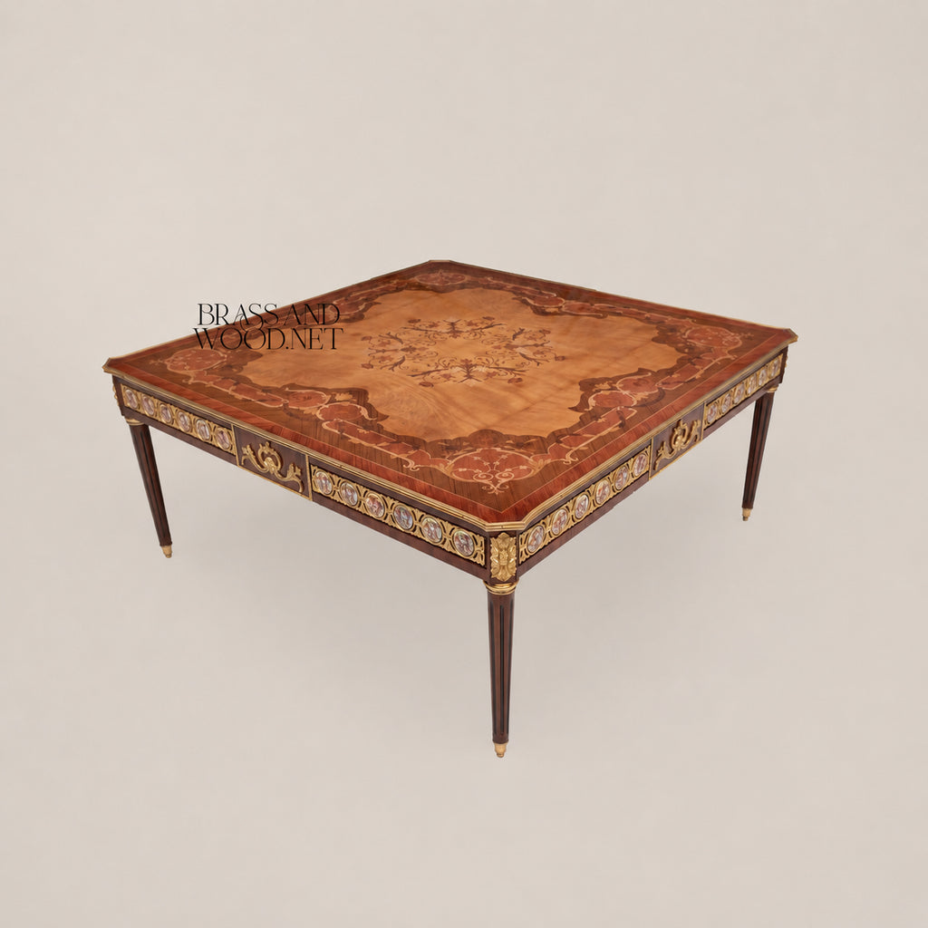 Louis XVI Ormolu & Painted Porcelain Table Set of 3