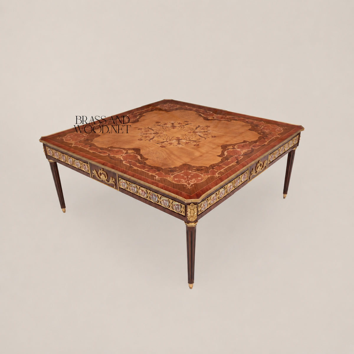 Louis XVI Ormolu & Painted Porcelain Table Set of 3