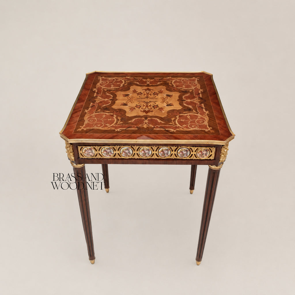 Louis XVI Ormolu & Painted Porcelain Table Set of 3
