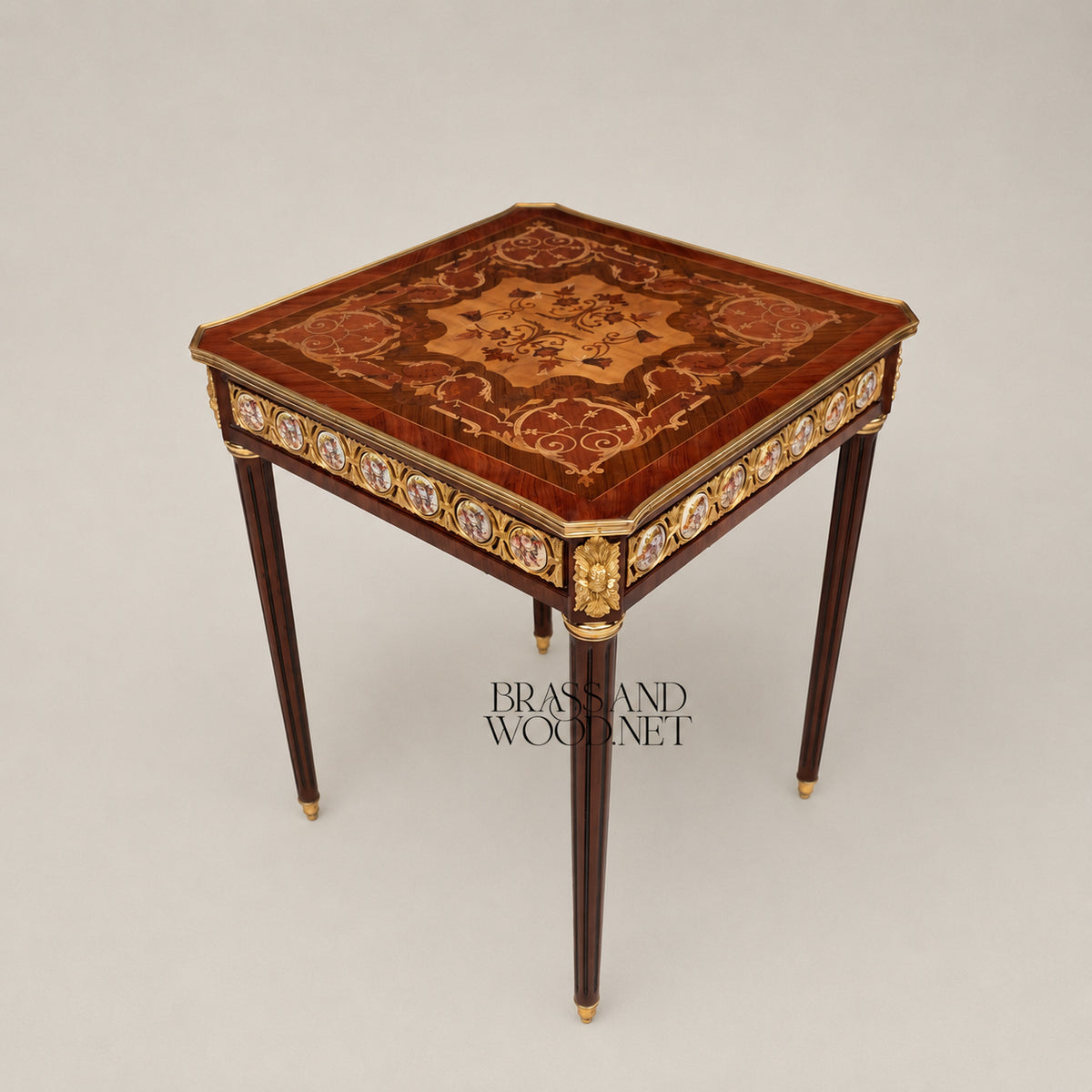 Louis XVI Ormolu & Painted Porcelain Table Set of 3
