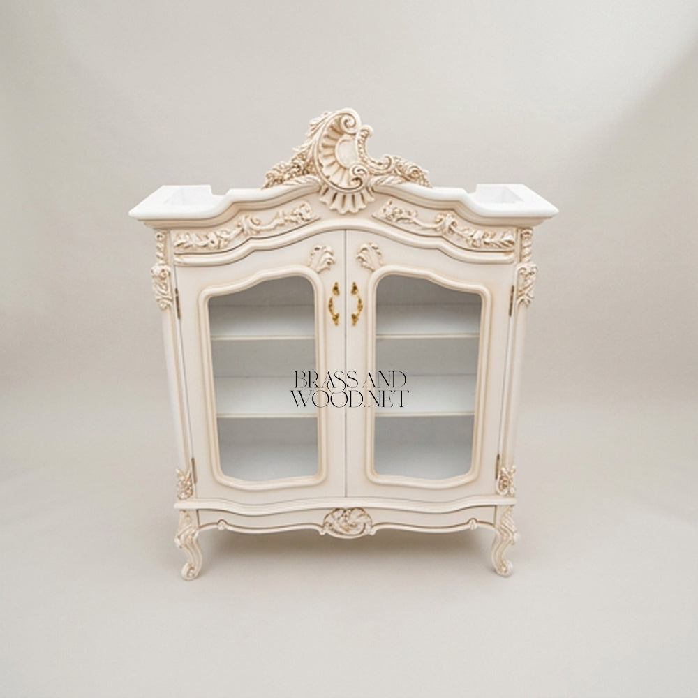 Wooden Display Cabinet with Glass Back & Light