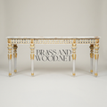 Louis XVI Neoclassical Painted Console Table with Onyx Marble Top & Gold Acanthus Frieze