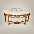 Louis XVI Demilune Console with Ormolu Garlands and Marble Top