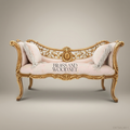 Louis XV Rococo Gilded Banquette with Pierced Acanthus Back & Tufted Blush Velvet