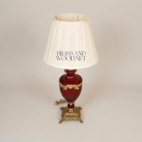 Belle Époque Ruby Glass Urn Table Lamp with Gilt Bronze Mounts