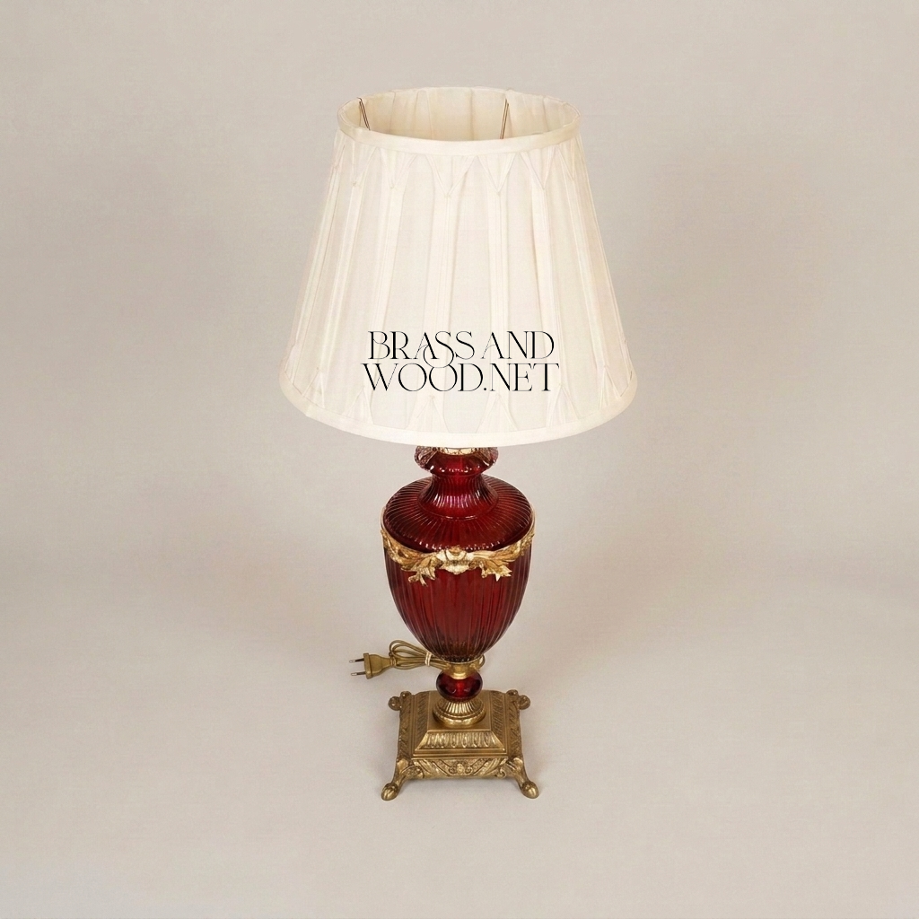 Belle Époque Ruby Glass Urn Table Lamp with Gilt Bronze Mounts