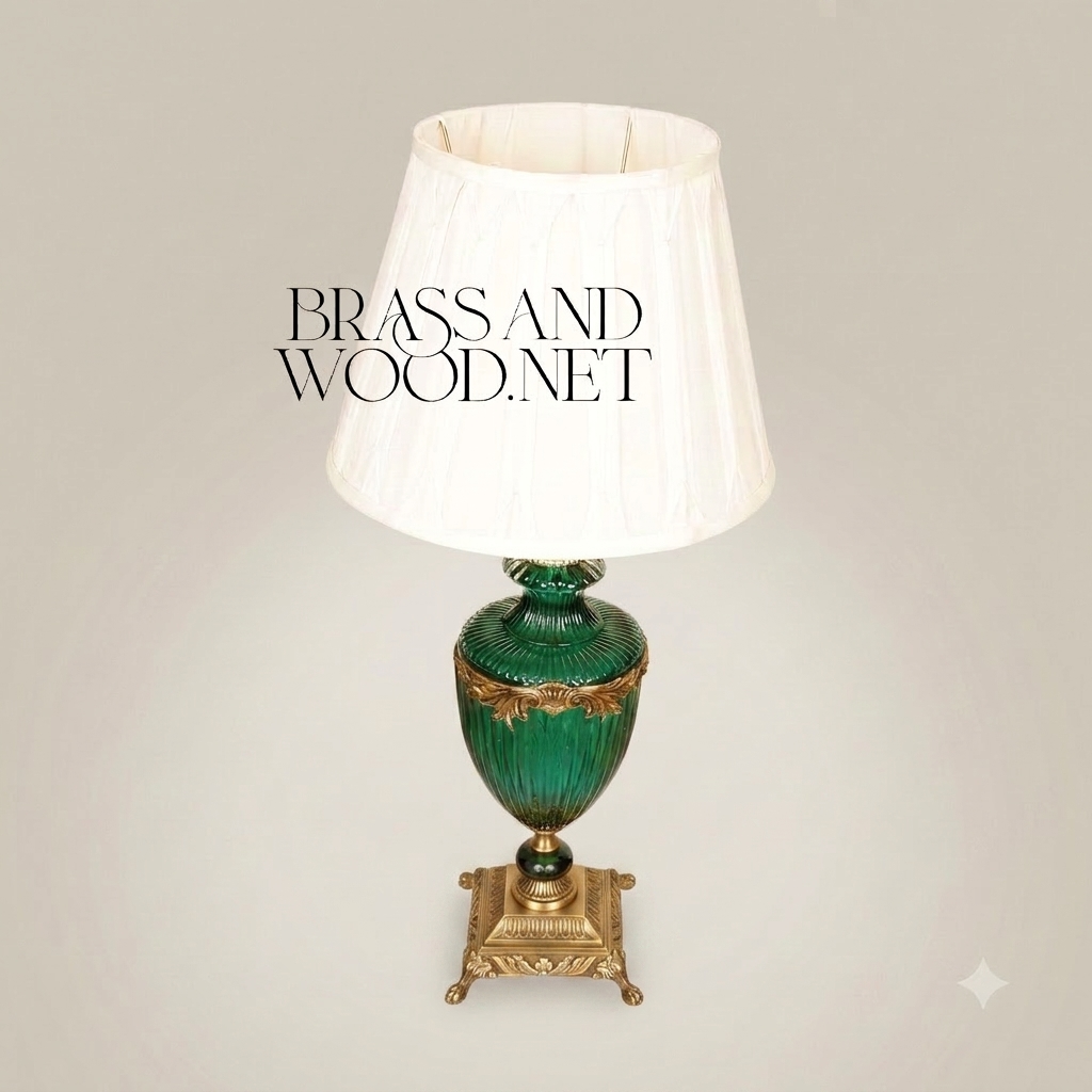 Napoleon III Rococo Revival Emerald Glass Urn Table Lamp with Gilt Brass Mounts