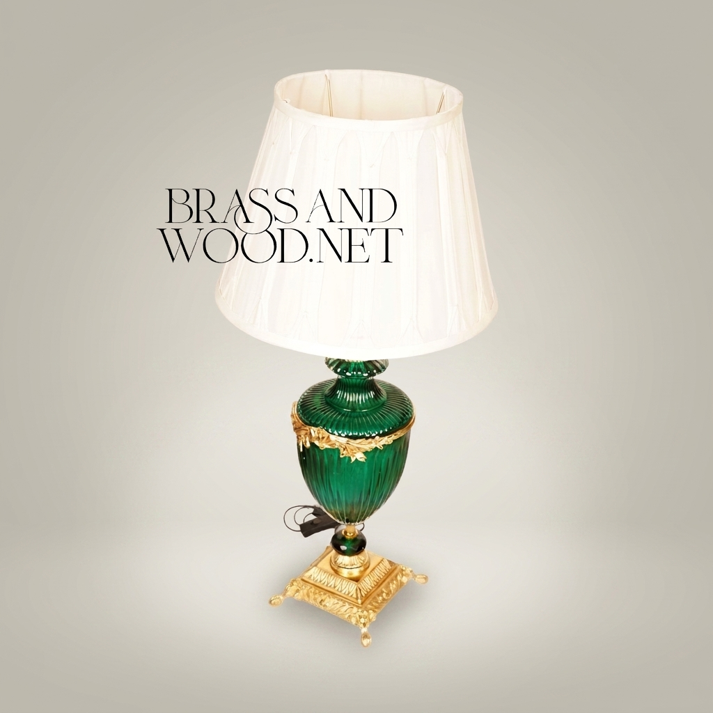 Napoleon III Rococo Revival Emerald Glass Urn Table Lamp with Gilt Brass Mounts
