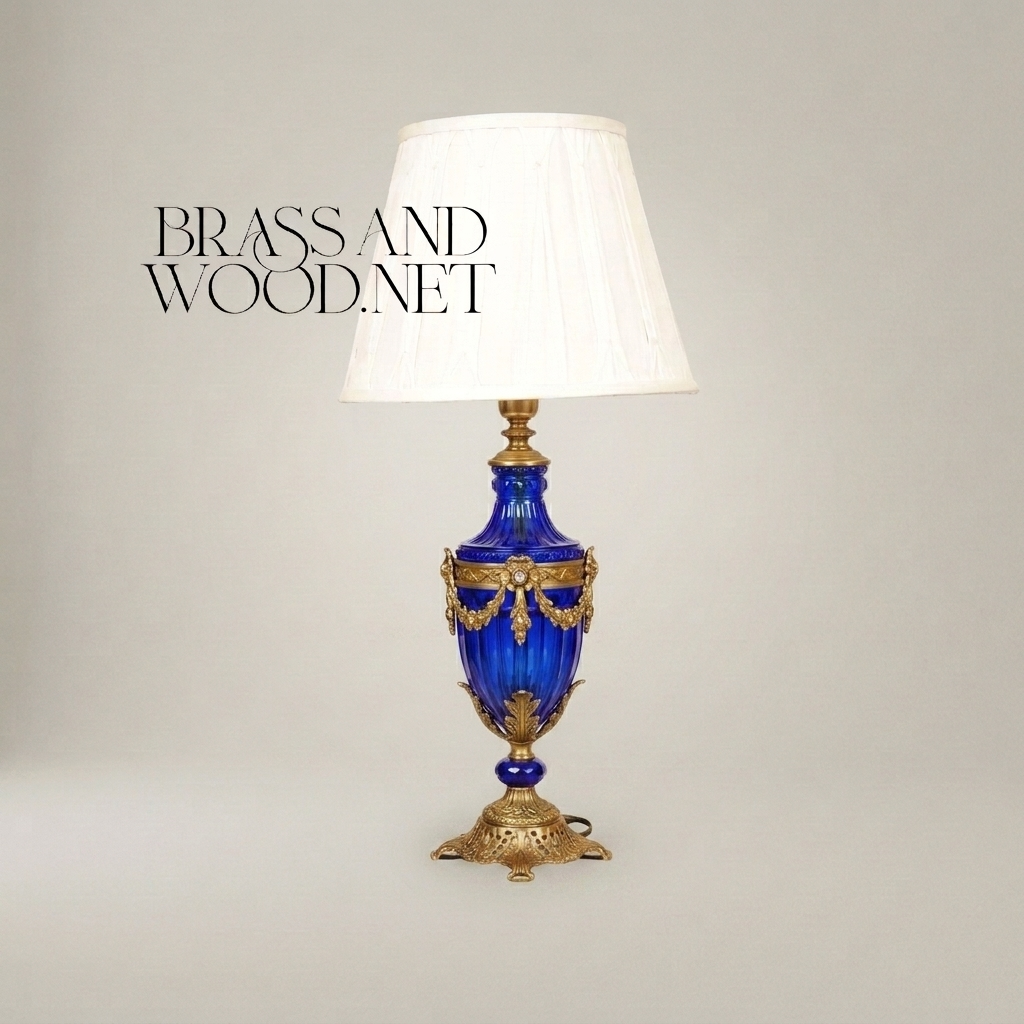 Napoleon III Cobalt Glass Urn Table Lamp with Ormolu Brass Mounts