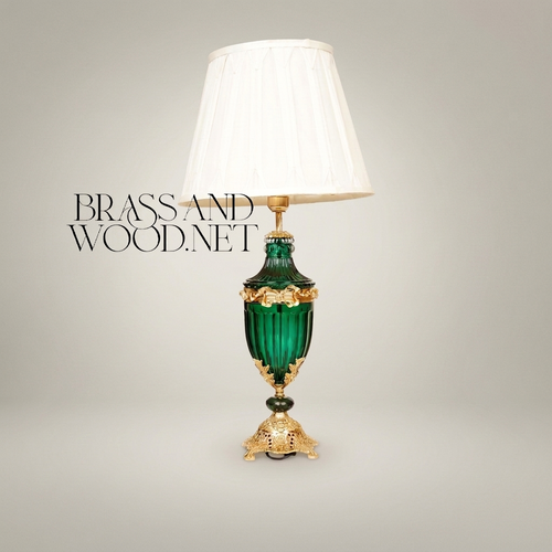 Belle Époque Emerald Glass Urn Table Lamp with Gilt Brass Mounts