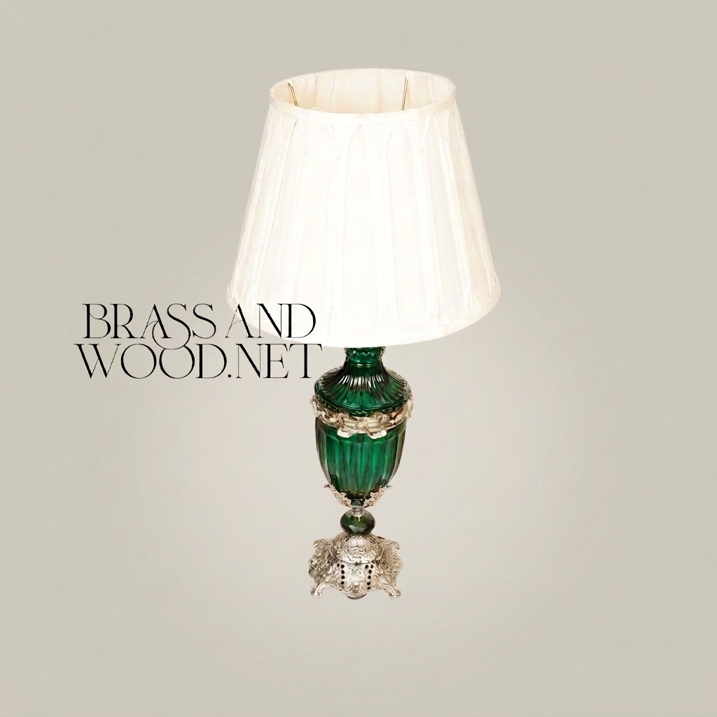 Belle Époque Emerald Glass Urn Table Lamp with Gilt Brass Mounts