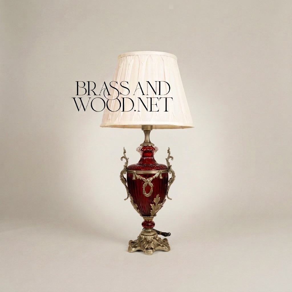 Napoleon III Rococo Revival Crimson Ceramic Urn Table Lamp with Gilt Brass Mounts