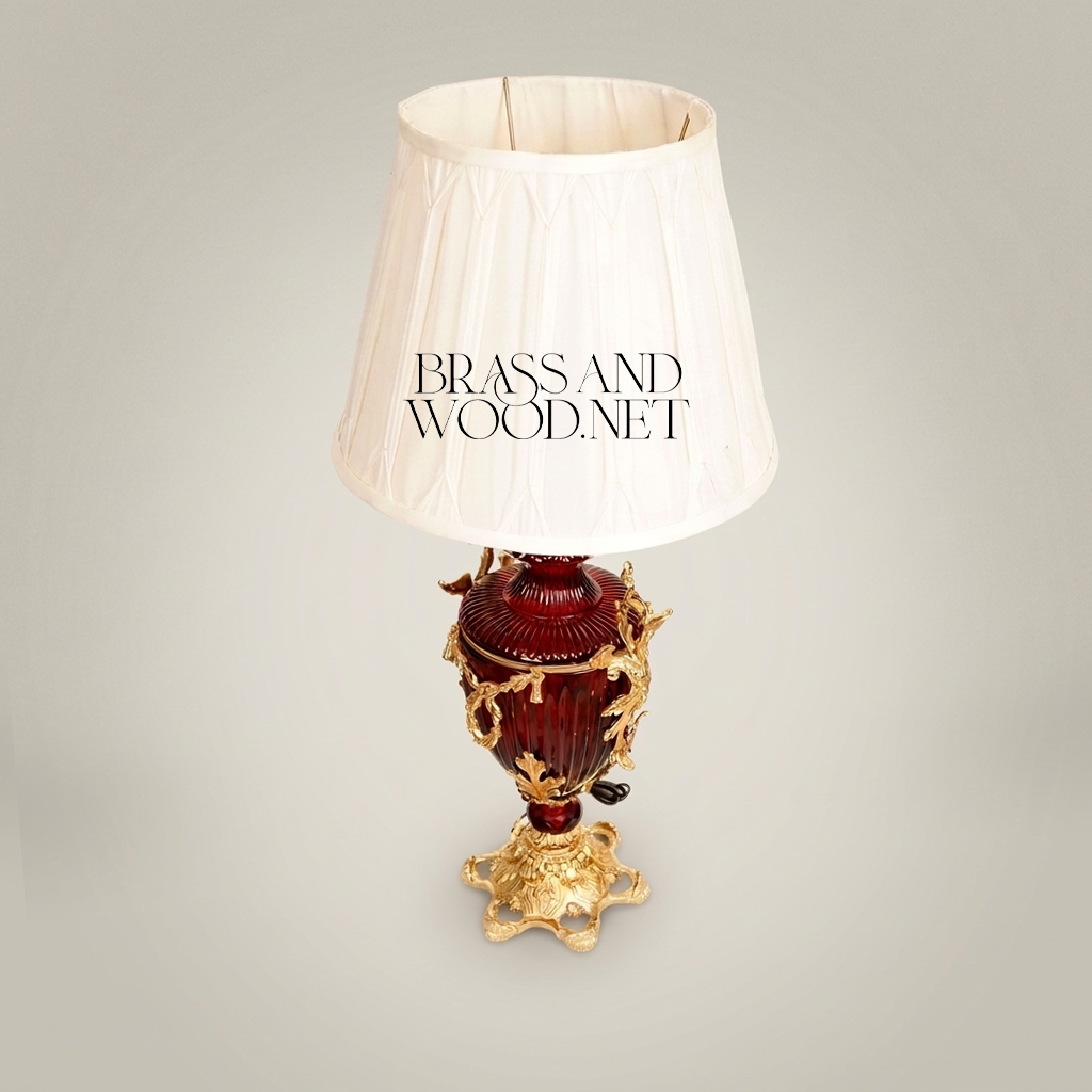 Napoleon III Rococo Revival Crimson Ceramic Urn Table Lamp with Gilt Brass Mounts
