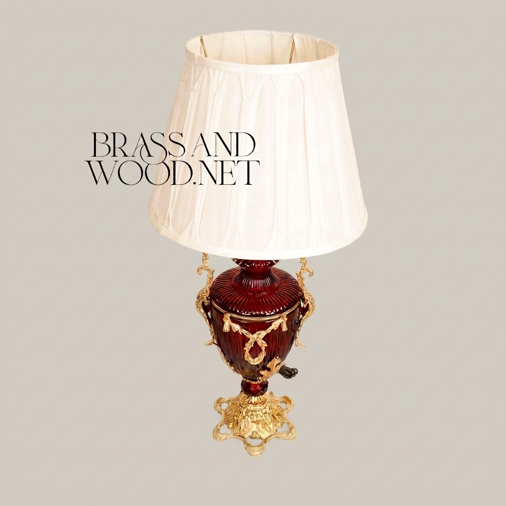 Napoleon III Rococo Revival Crimson Ceramic Urn Table Lamp with Gilt Brass Mounts