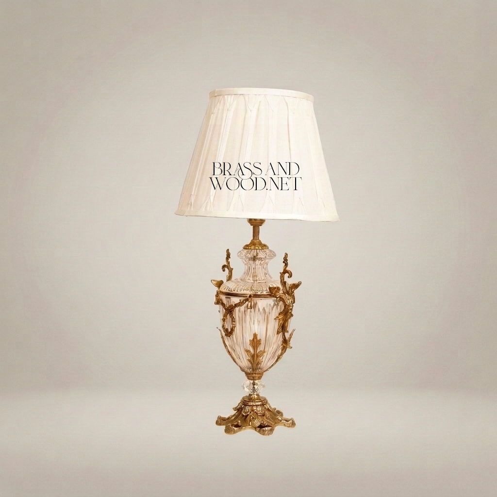 Rococo Revival Crystal Urn Table Lamp with Gilt Brass Acanthus Mounts