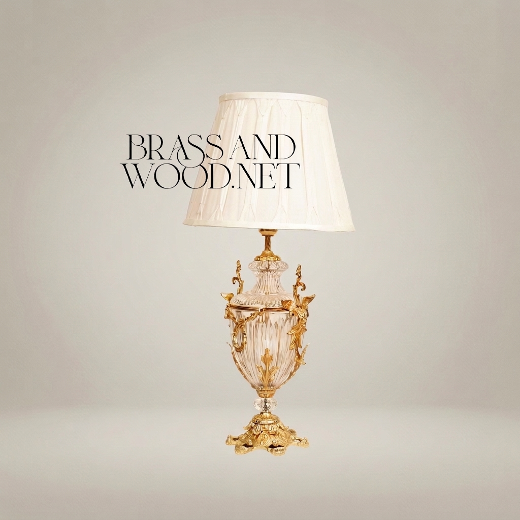 Rococo Revival Crystal Urn Table Lamp with Gilt Brass Acanthus Mounts