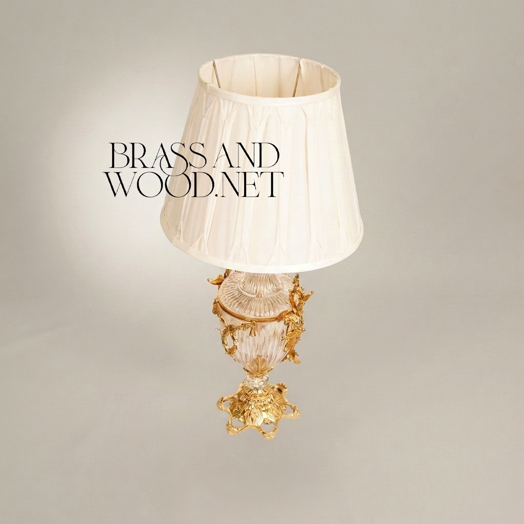 Rococo Revival Crystal Urn Table Lamp with Gilt Brass Acanthus Mounts