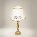Belle Époque Brass Table Lamp with Scallop-Edge Fabric Shade