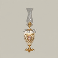 Napoleon III Porcelain Urn Table Lamp with Hand-Painted Floral Cartouche and Etched Glass Chimney