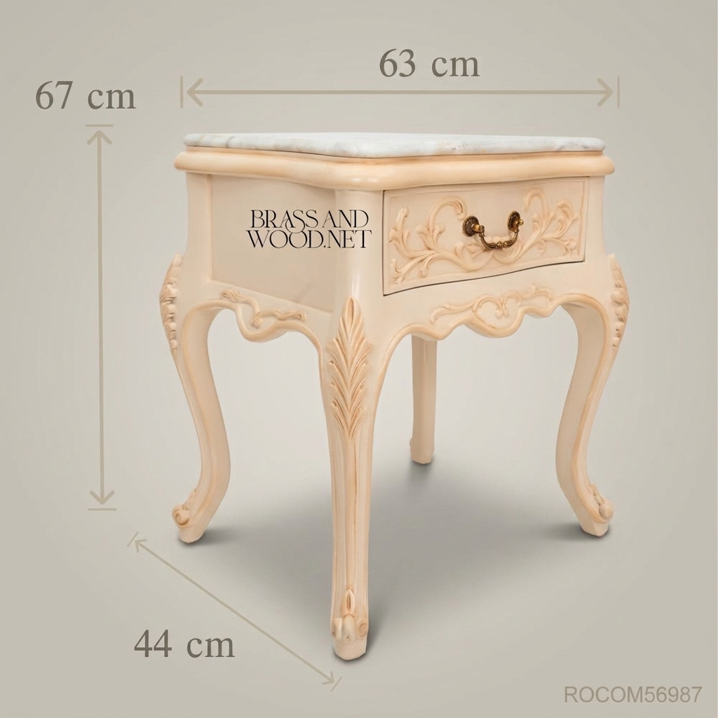 Louis XV Marble-Top Commode in Ivory Lacquer