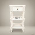 Caned Two-Tier Bedside Commode in Antiqued Ivory
