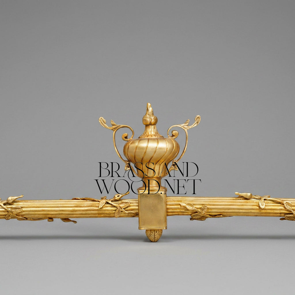 Neoclassical Brass Console Table with Glass Top