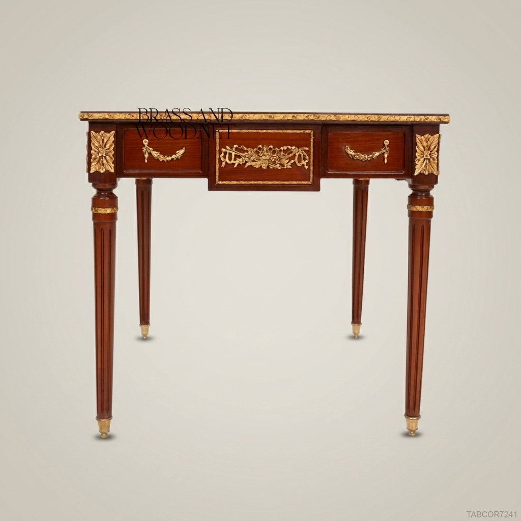 Classic Side Table - Turned Wood & Brass